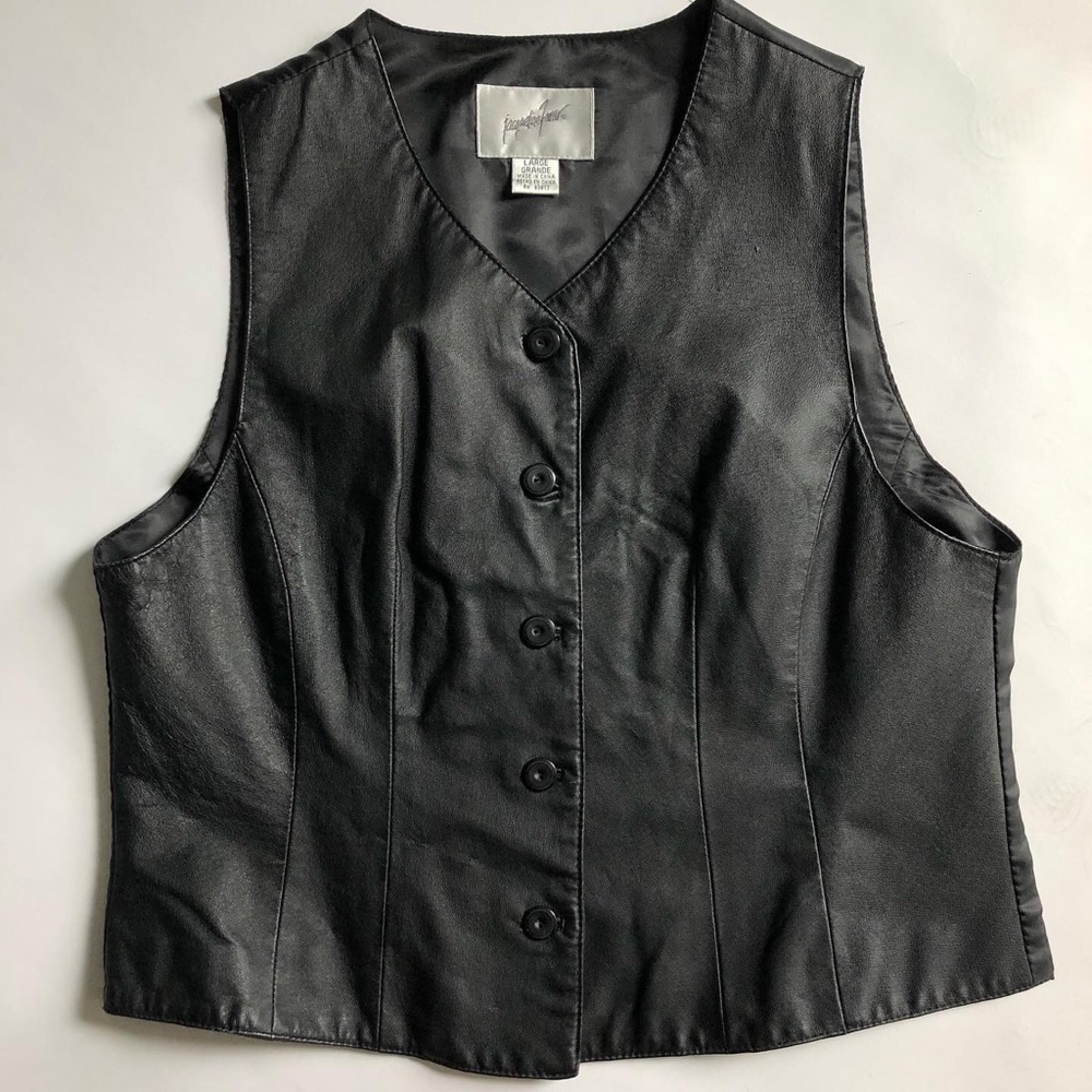 90’s Vintage Women’s Leather Button-Up Vest Large